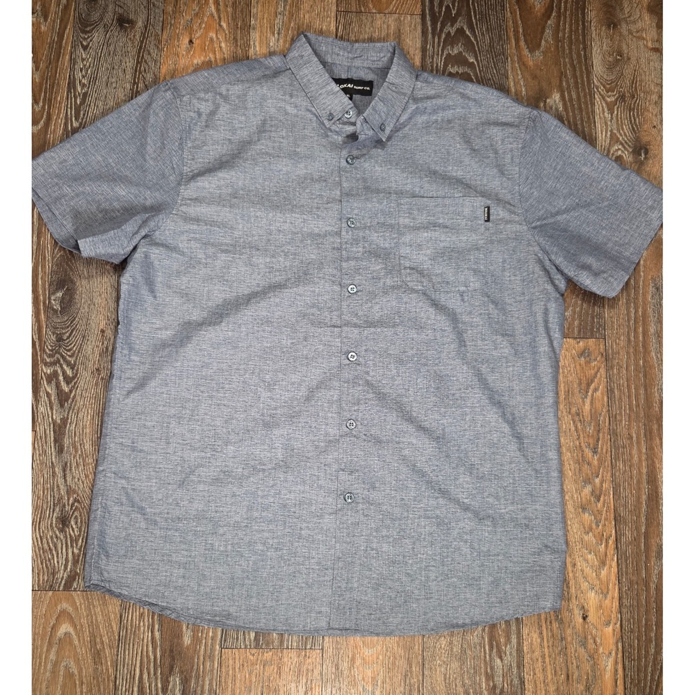 Molokai Surf Co Mens XL Gray Short Sleeve Button Down Shirt Heathered Casual